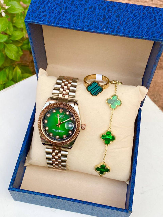 Pack 3 pieces vert et gold